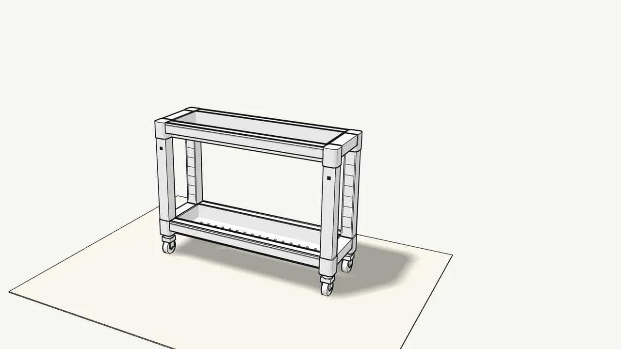 Step 5: Press the middle tray down onto the 4 posts. — IKEA VESKEN assembly