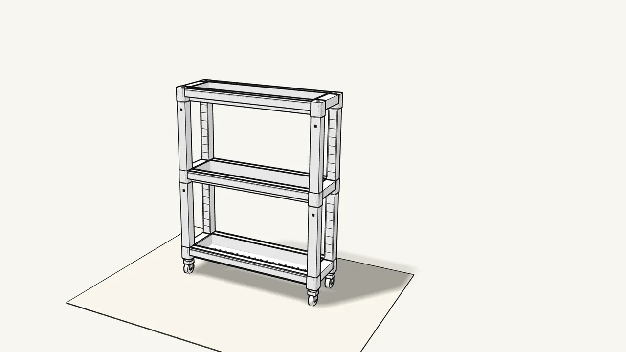 Step 7: Press the top tray down onto the posts. — IKEA VESKEN assembly