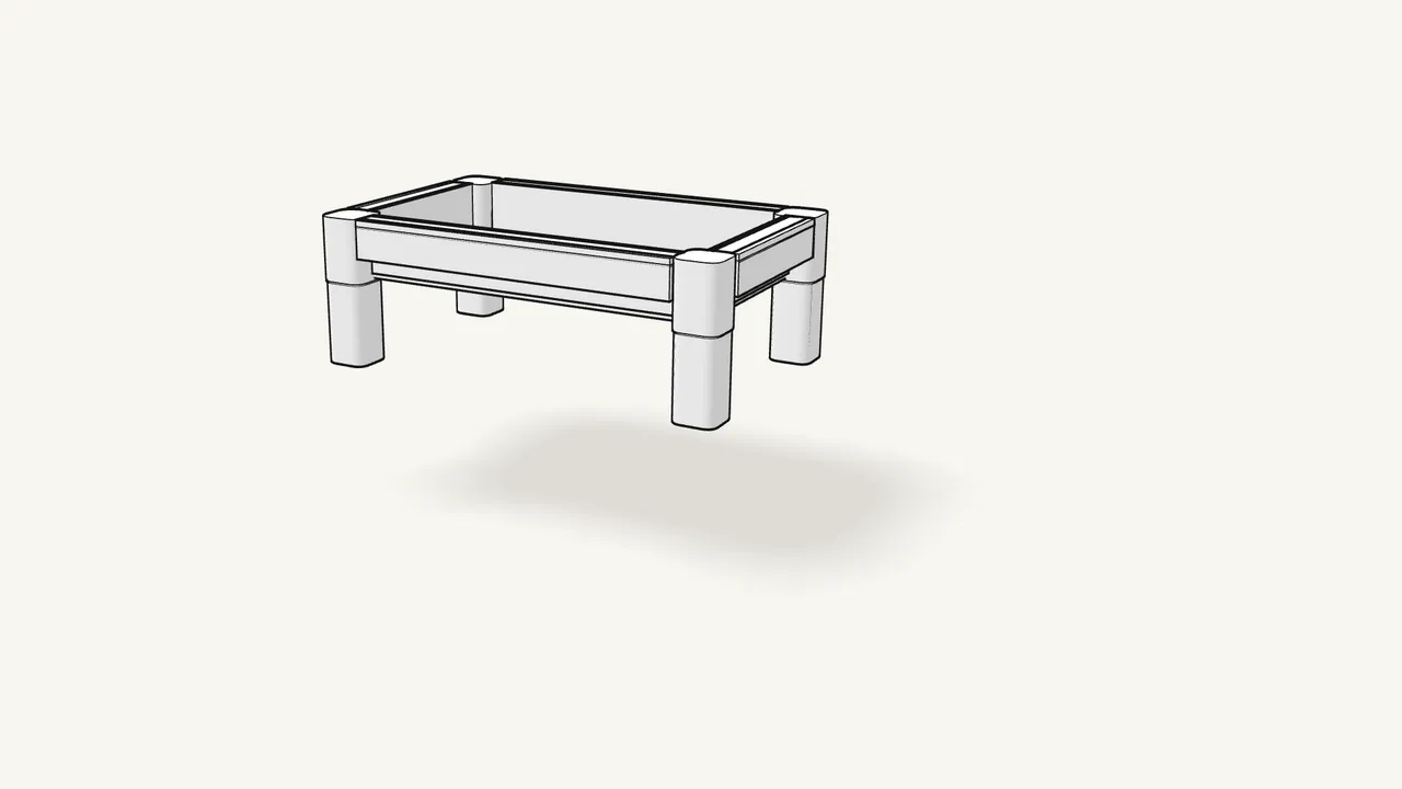 Step 1: Push the 4 feet up into the corners of the bottom tray. — IKEA VESKEN assembly