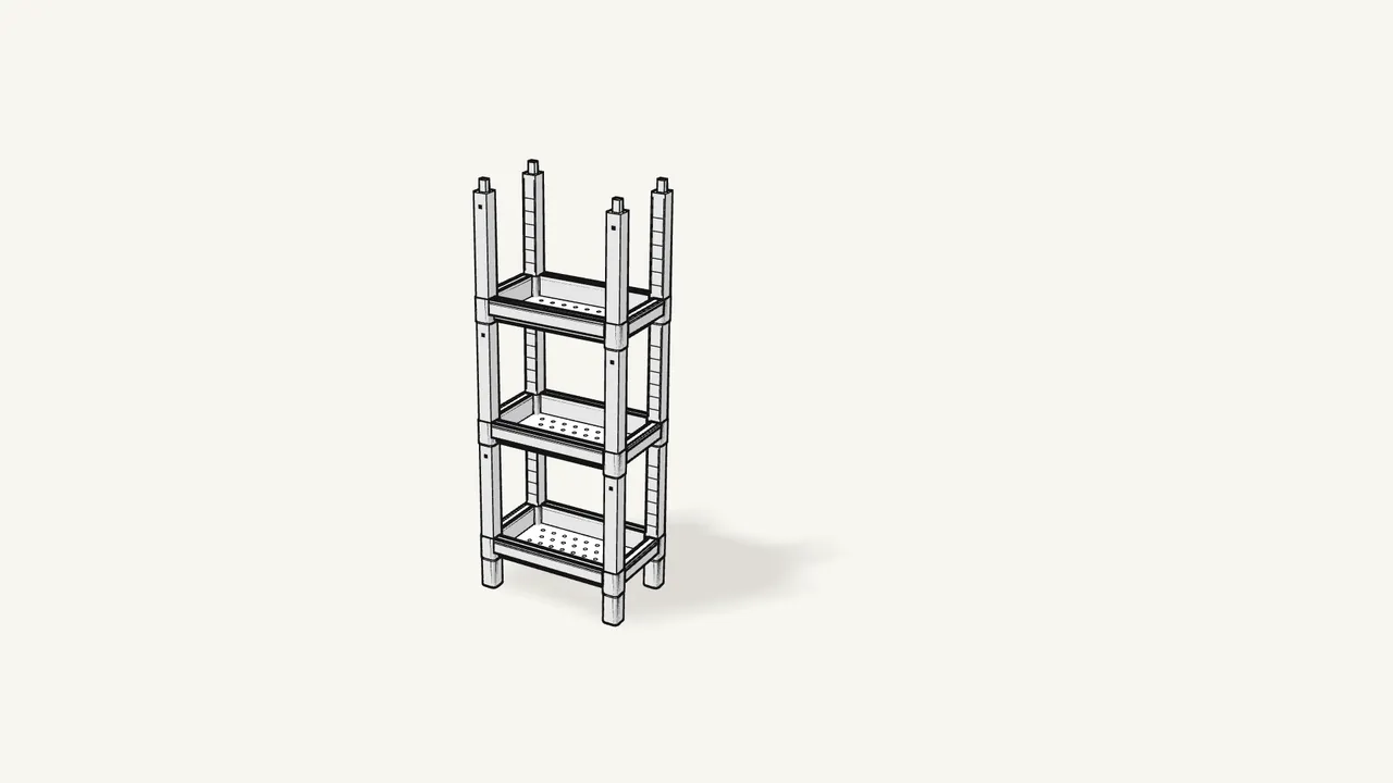 Step 7: Click the last 4 posts into the third tray. — IKEA VESKEN assembly