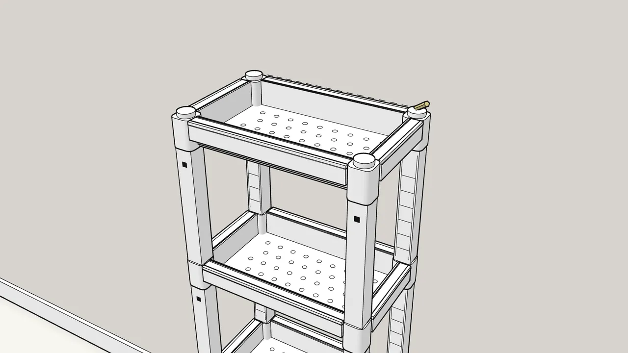 Step 11: Mark a line on the wall along the top edge of the top tray. — IKEA VESKEN assembly
