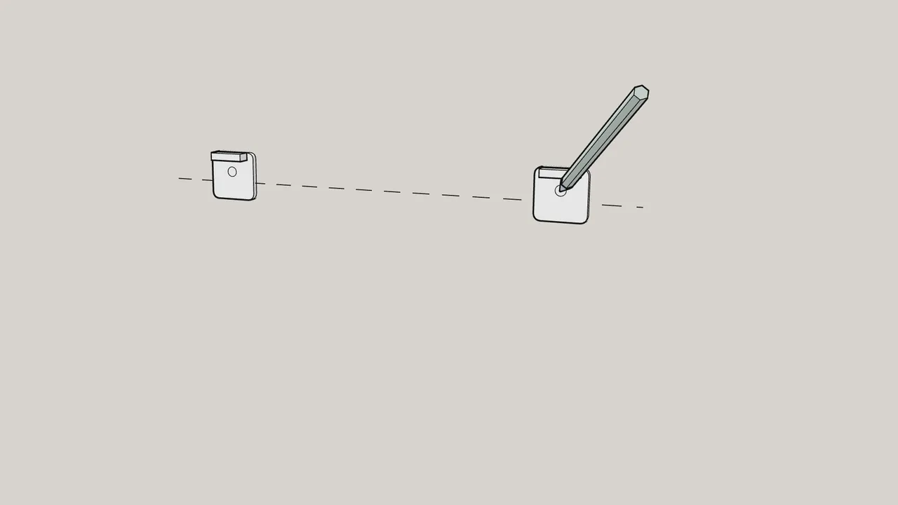 Step 12: Move the shelf away. Hold the 2 wall brackets on the line and mark the holes. — IKEA VESKEN assembly