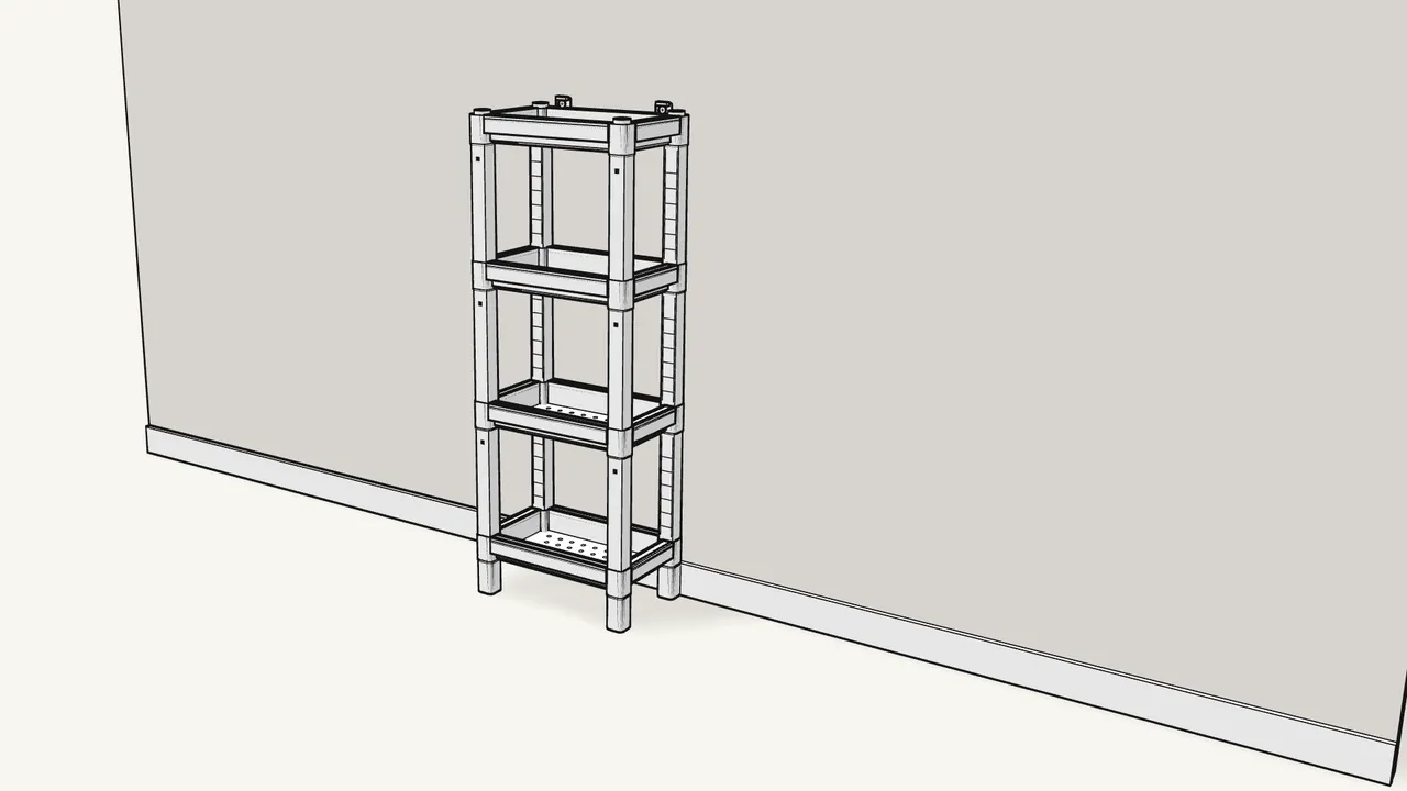 Step 14: Put the shelf back and hook the top tray down onto the brackets. — IKEA VESKEN assembly