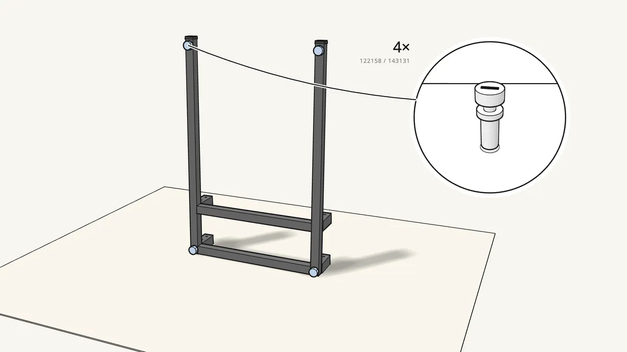 Step 1: Screw the 4 feet into the base frame by hand. — IKEA VITTSJÖ assembly